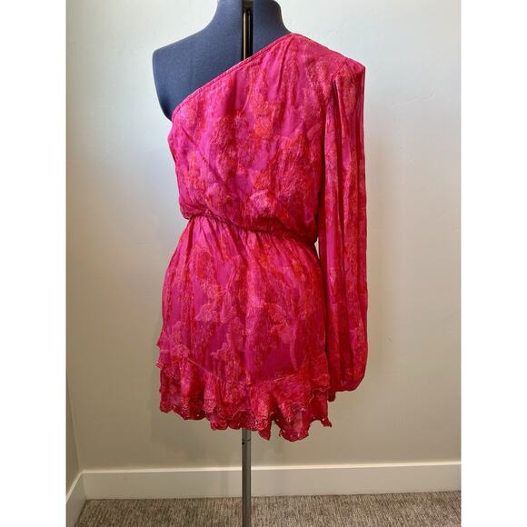 Revolve Hemant & Nandita Fusha Pink Indu Mini Dress, Floral NO Belt, Size XL - Picture 3 of 11
